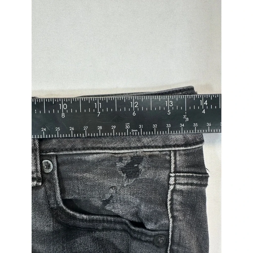 American Eagle Super Stretch Distressed Black Denim Shorts Womens Size 4 Frayed - Picture 3 of 14